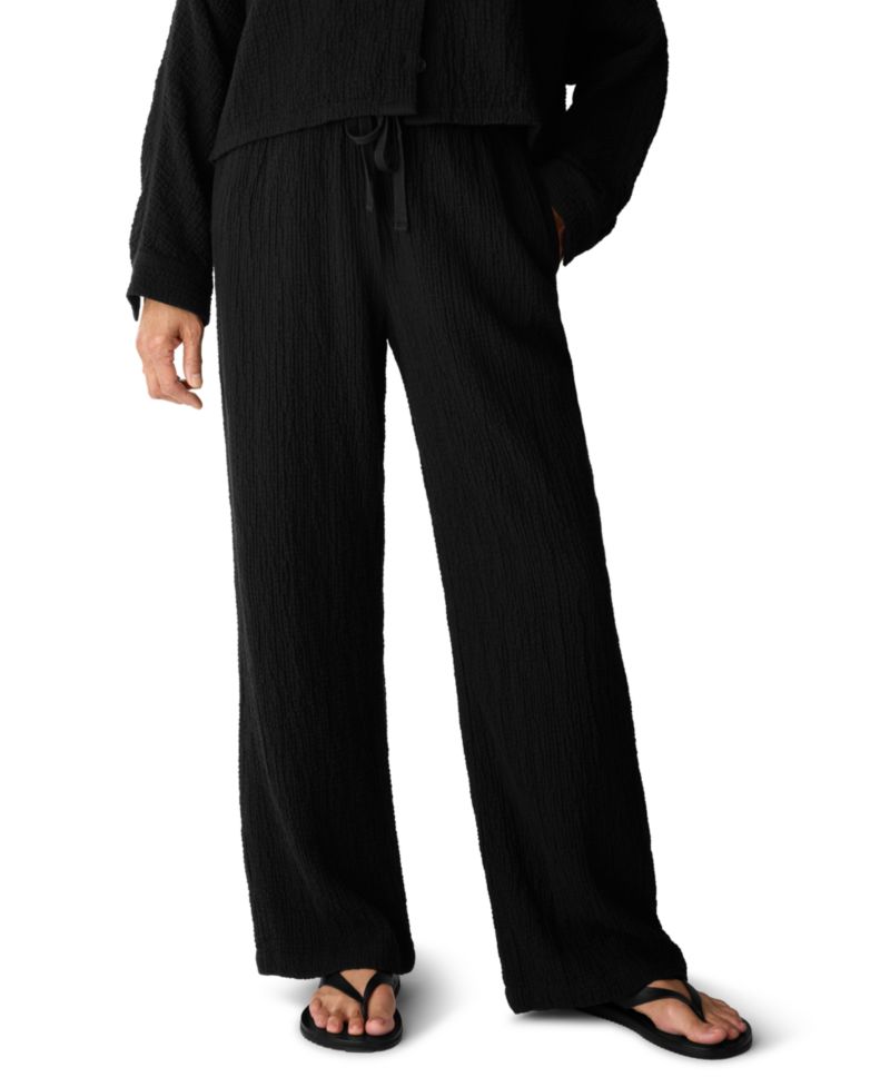Women's Straight-Leg High-Rise Crinkled Cotton-Blend Pants