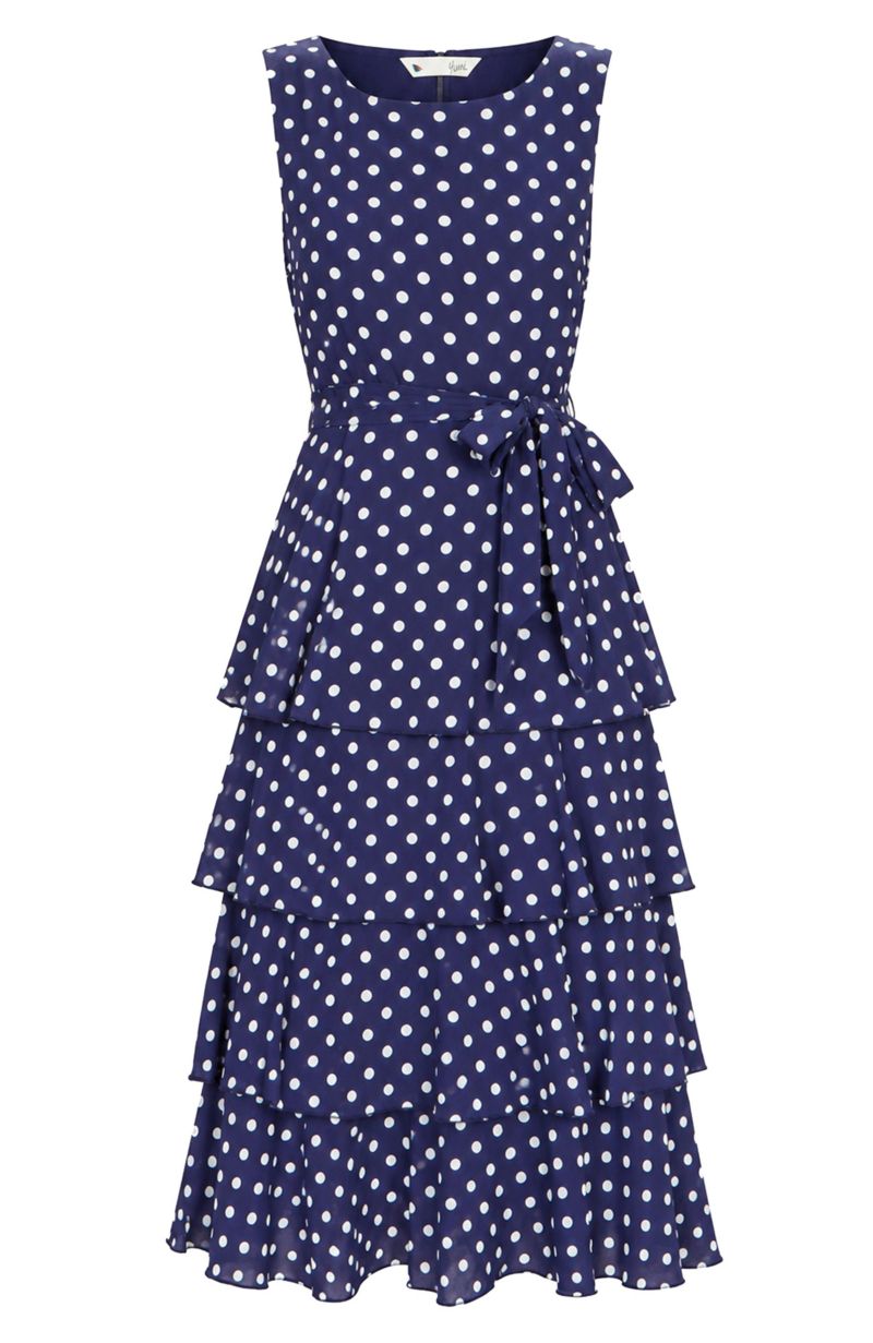 Women's Spot Tiered Midi Dress