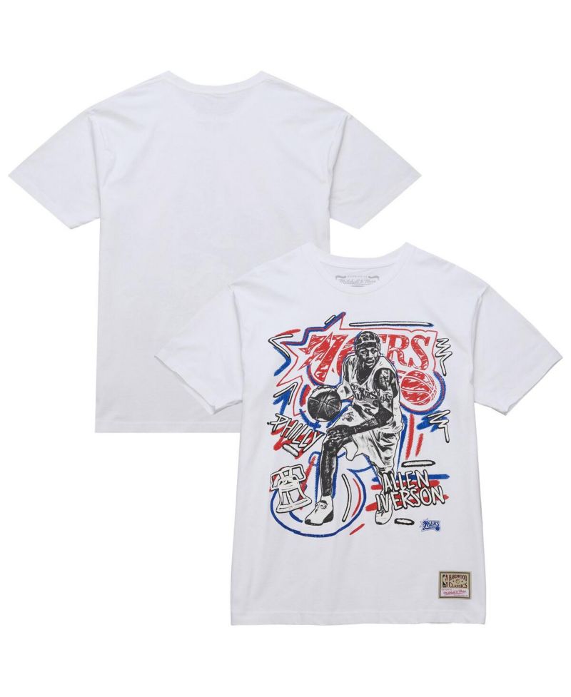 Men's Allen Iverson White Philadelphia 76ers Hardwood Classics Chalked Up T-Shirt