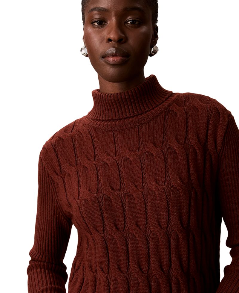 Women's Lux Cable Knit Wool-Blend Turtleneck Sweater