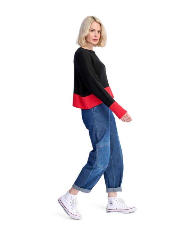 Women's Vista Boat Neck Drop Shoulder Colorblock Sweater