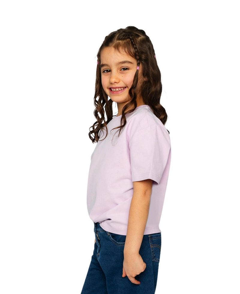 Big Girls 6-14 Heavy Jersey Wide Short Sleeve T-Shirt Mauve
