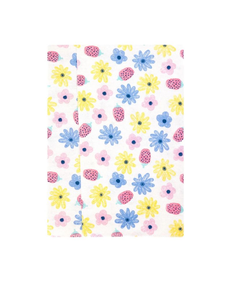 Girl Cotton Poly Flannel Burp Cloths 7-Pack, Flowers And Strawberries, One Size