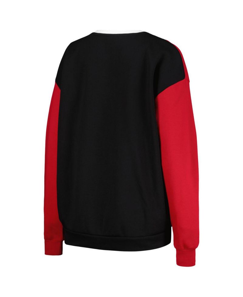Women's White, Black USC Trojans Vertical Color-Block Pullover Sweatshirt