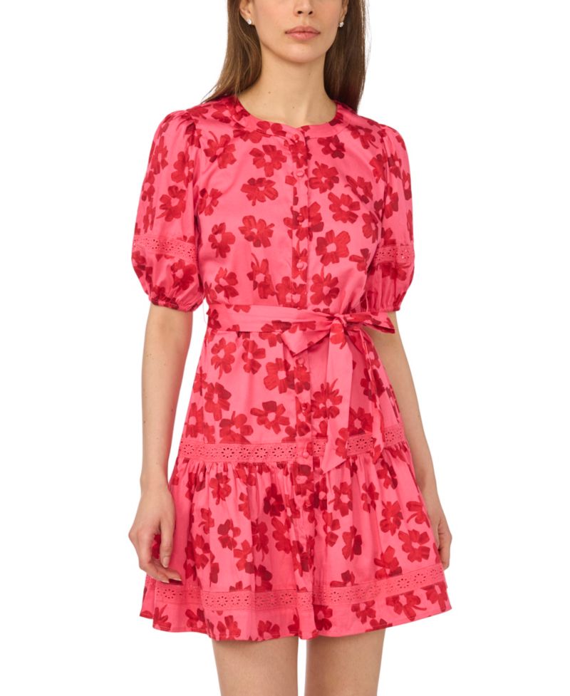 Women's Printed Crewneck Mini Dress
