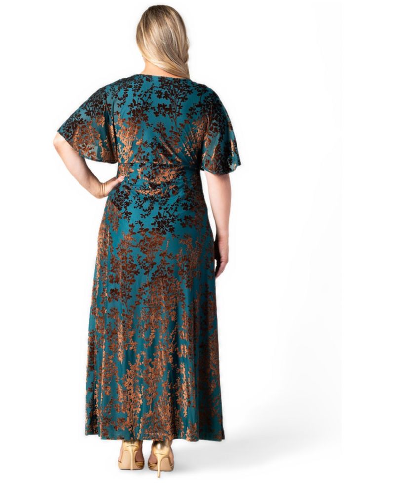 Plus Size Twilight Velvet Surplice V-Neck Empire-Waist Gown