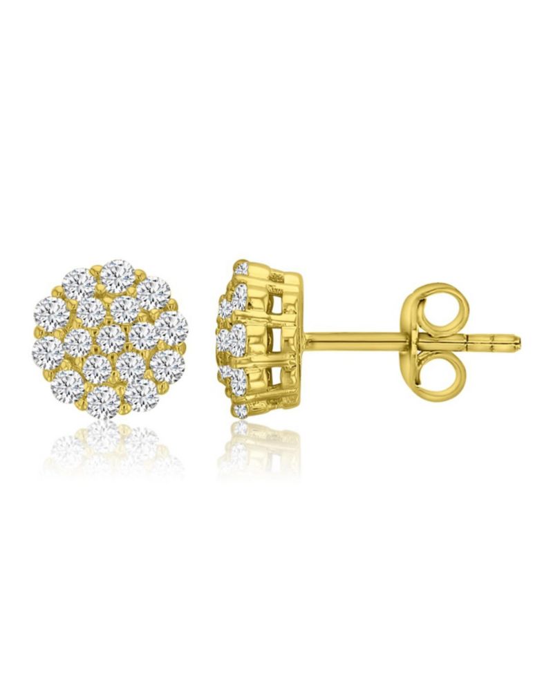 14k Gold-Plated Delicate Halo Stud Earrings