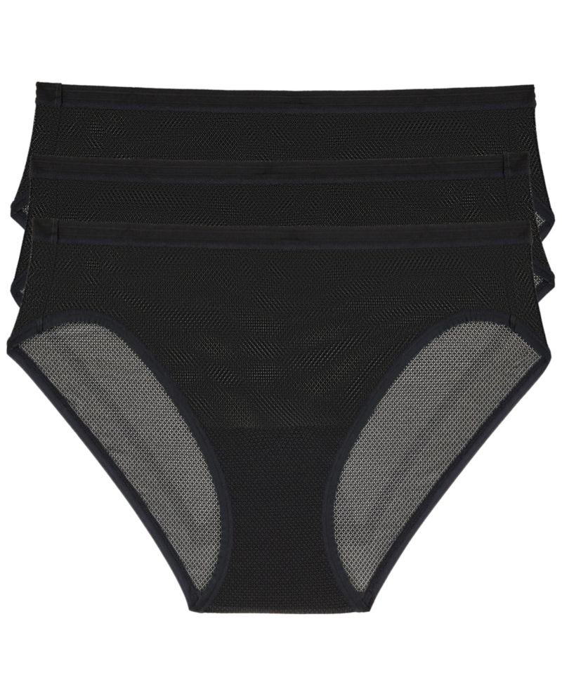 Women's Sheer Striped Bikini Panties, 3-Pack Set