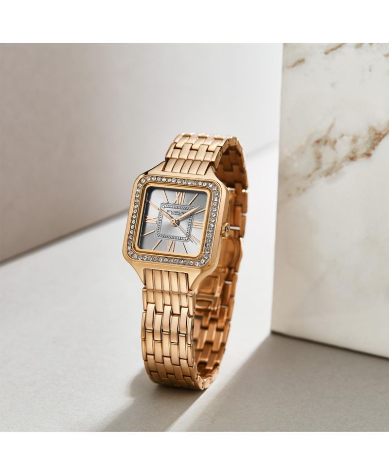 Confidant 4020 Women s Square Watch - Quartz Movement, 27mm Case, Crystal-Accented Bezel, Stainless Steel Bracelet