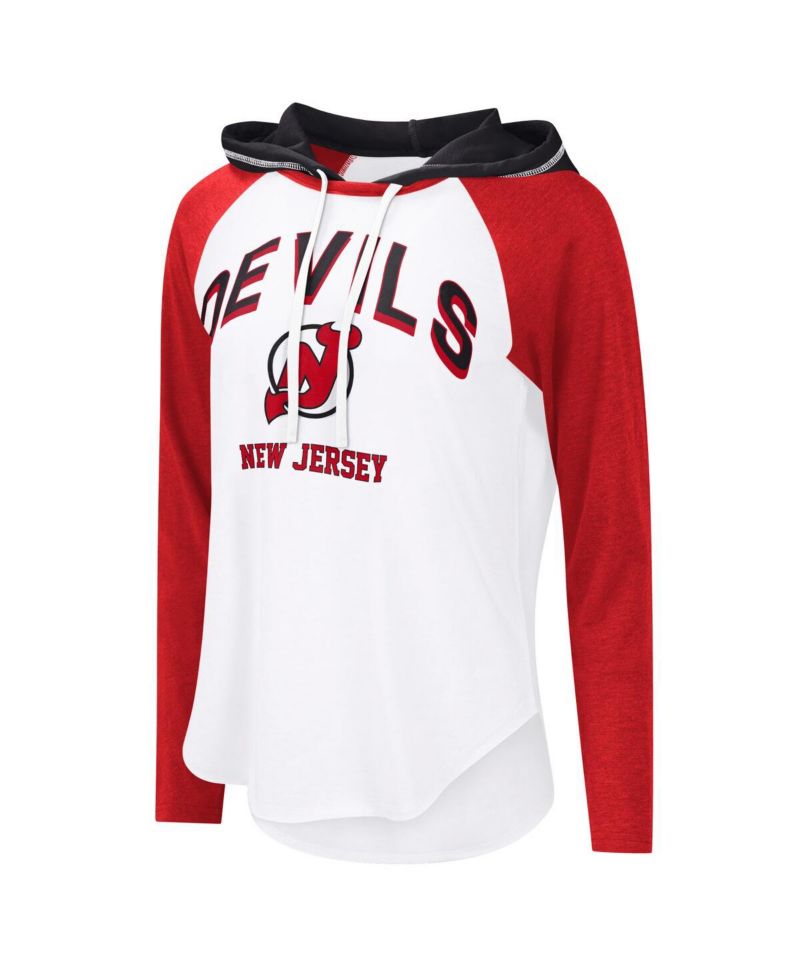 Women's White New Jersey Devils VIP Raglan Long Sleeve Hoodie T-Shirt