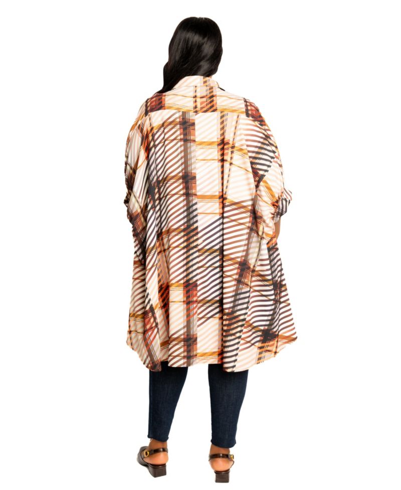 Plus Size Geometric Print Flowy Hi-lo Blouse