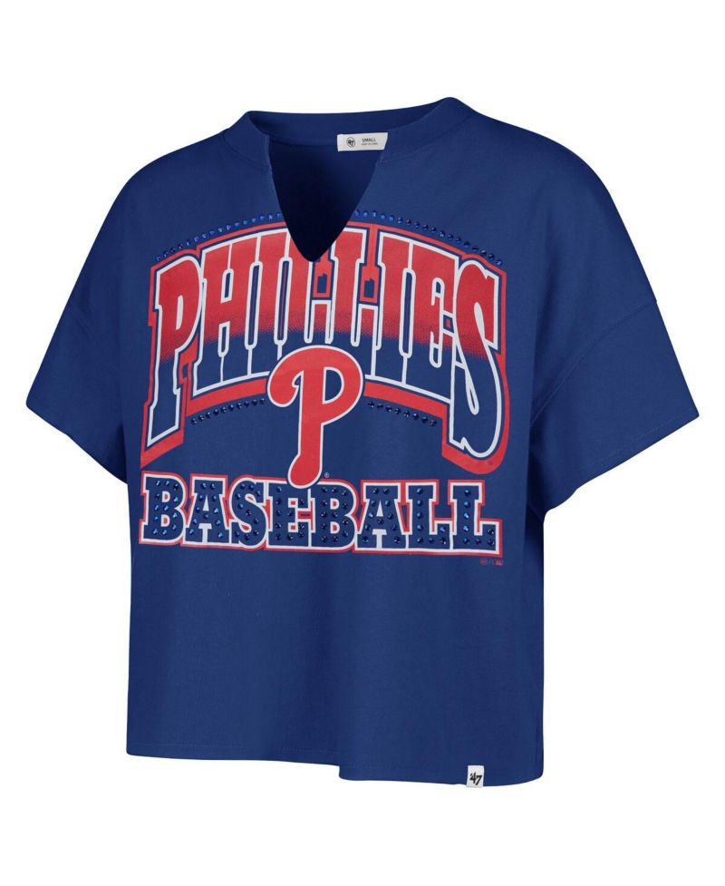Women's Royal Philadelphia Phillies Plus Size Win Big Oversized Notch-Neck T-Shirt