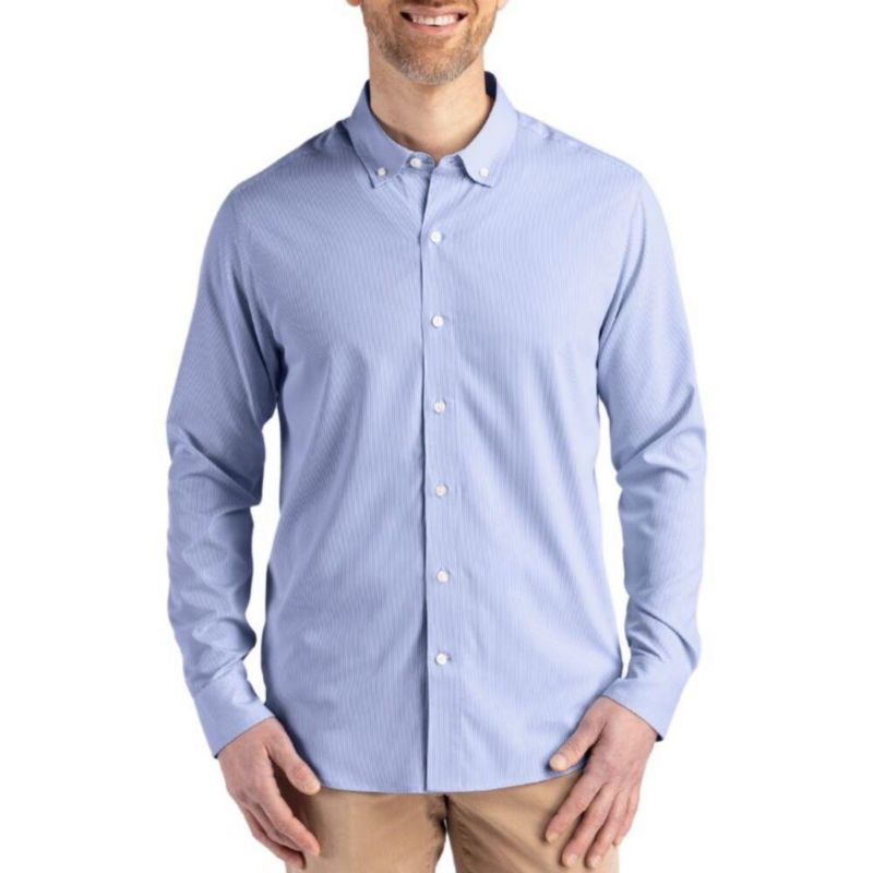 Men's Pinstripe Long Sleeve Dress Shirt