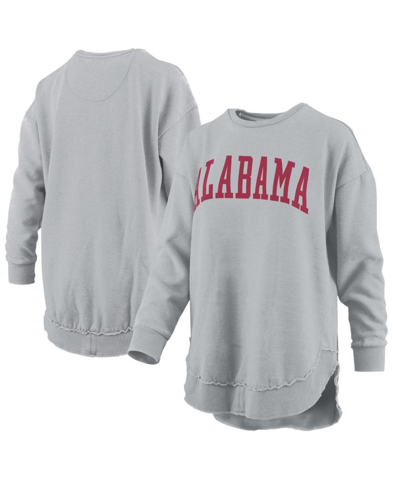Women's Gray Alabama Crimson Tide Melange Poncho Vintage Fleece Long Sleeve Pullover Sweatshirt