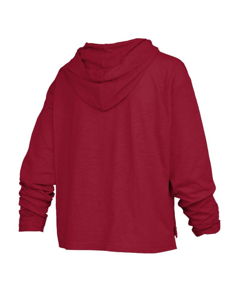 Women's Cardinal Arkansas Razorbacks Nelson Arch Over Logo Long Sleeve Hooded Slub T-Shirt