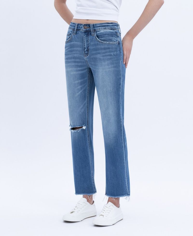 Women's Mid Rise Crop Straight Jeans