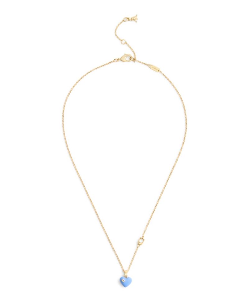 Faux-Stone Signature C Enamel Heart Pendant Necklace