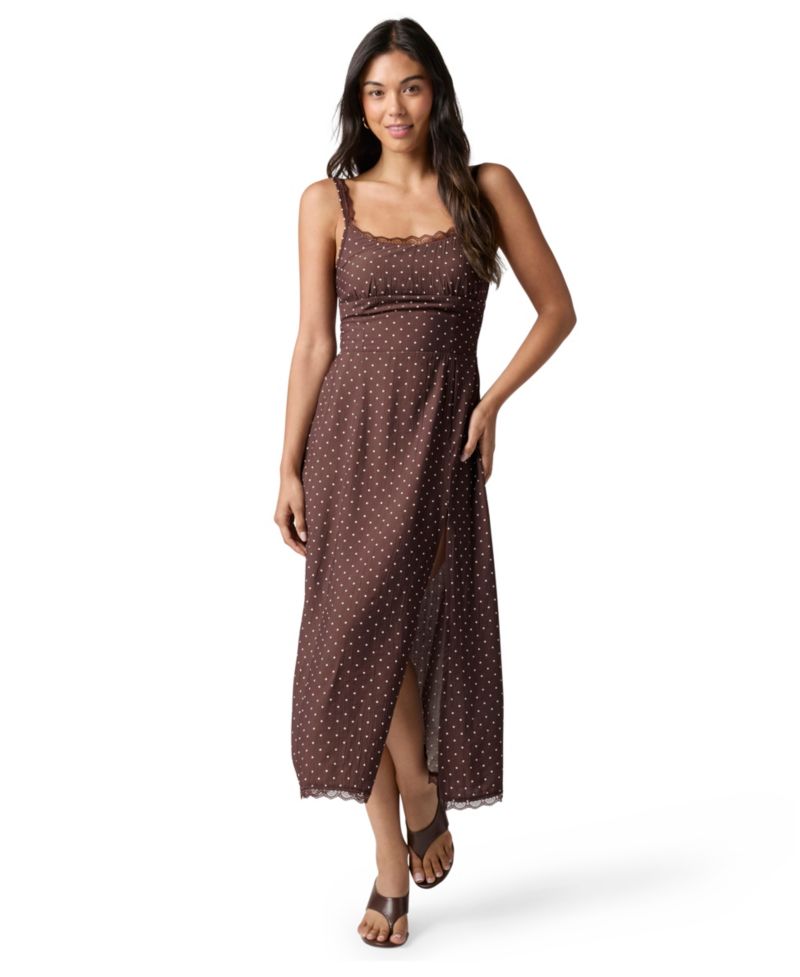 Junior's Scoop Neck Midi Slip Dress