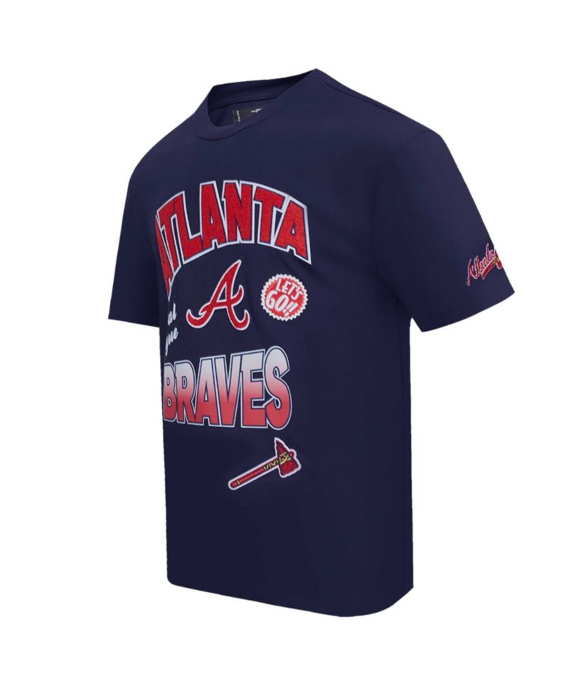 Men's Navy Atlanta Braves Turn It Up Dropped Shoulder T-Shirt