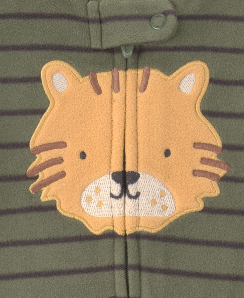 Baby Boys' Tiger-Striped 2-Way Zip Long-Sleeve Fleece Sleep & Play Pajamas