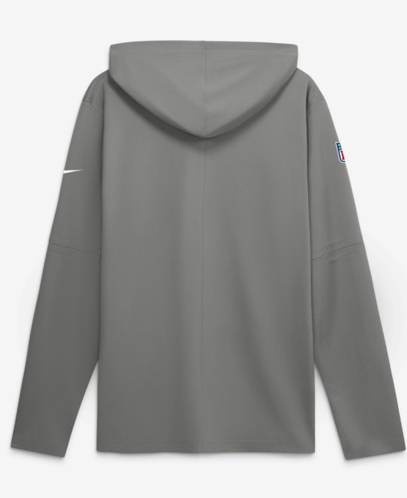 Men's Gray Buffalo Bills Tall Sideline Place Kicker Alternate Lightweight Hooded Long Sleeve Dri-FIT Top