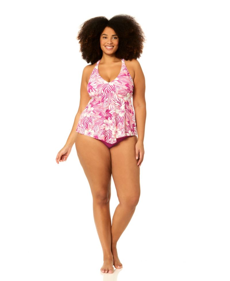 Plus Size Underwire Floral Print Swim Tankini Top and Bottoms