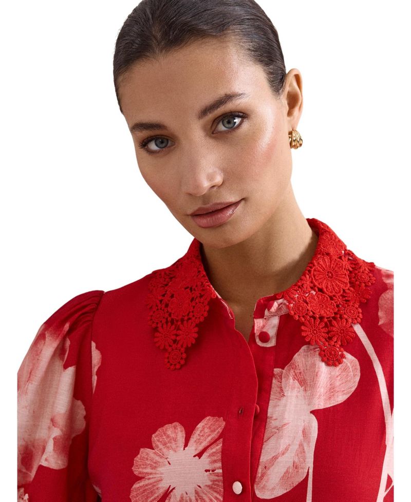 Women's Delphine Floral Midi Short-Sleeve Dress