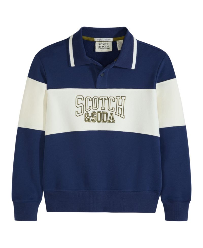 SCOTCH & SODA Big Boys French Terry Graphic Polo Shirt