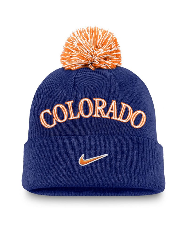 Men's Royal Colorado Rockies Peak Cuffed Knit Hat with Pom