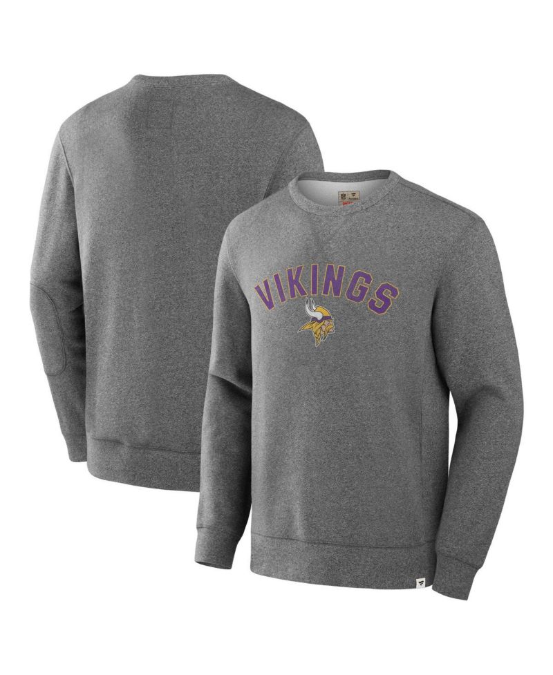 Men's Heather Gray Minnesota Vikings Loop Terry Pullover Sweatshirt