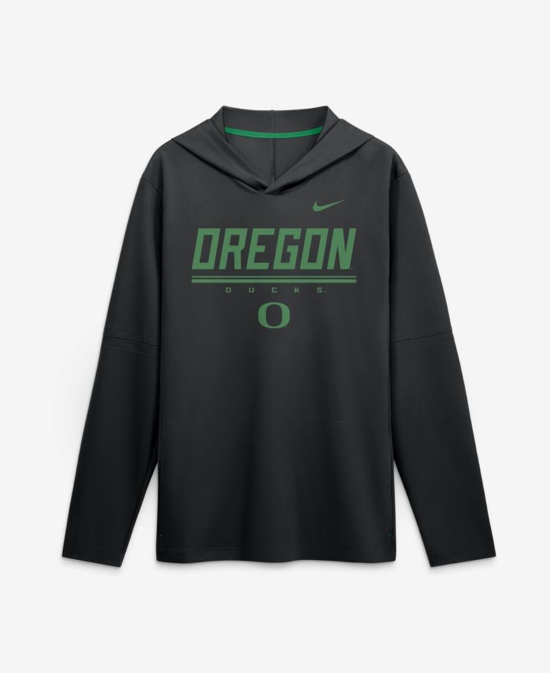 Men's Black Oregon Ducks 2026 Sideline Lightweight Long Sleeve Dri-FIT Hoodie