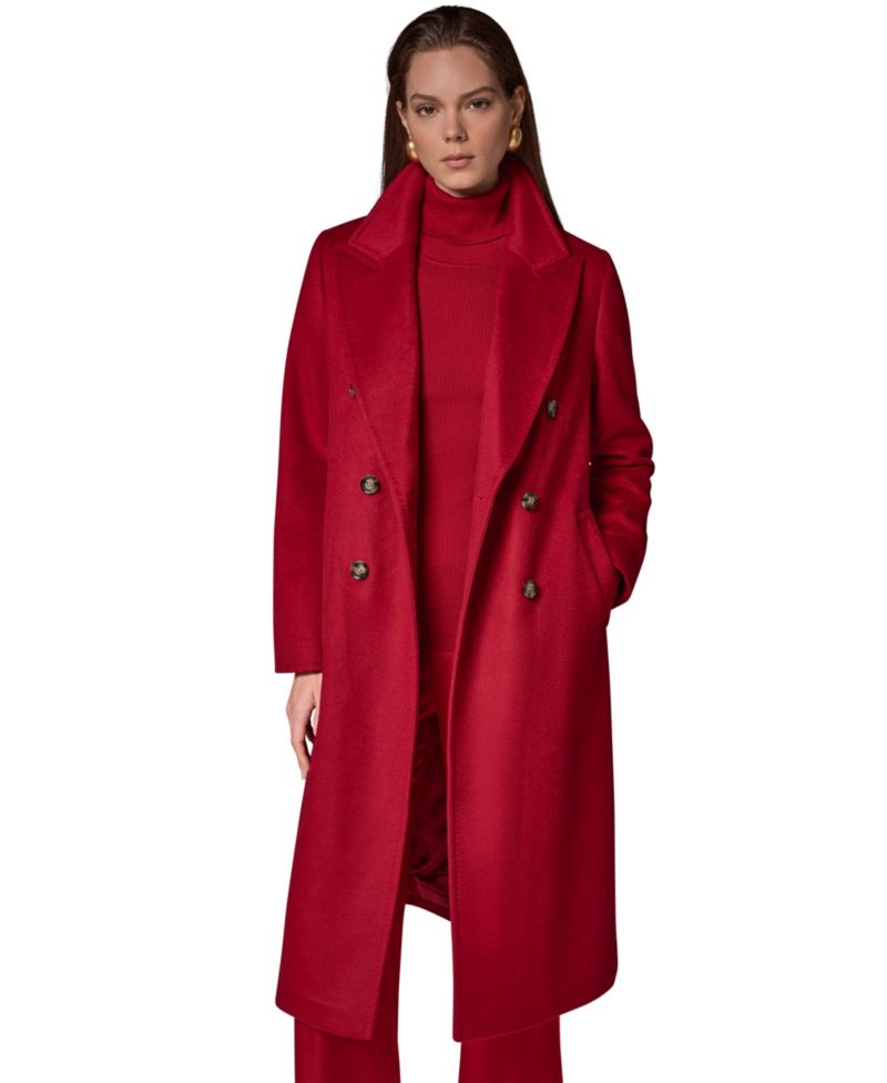 Women's Double-Breasted Long Wool-Cashmere Blend Coat
