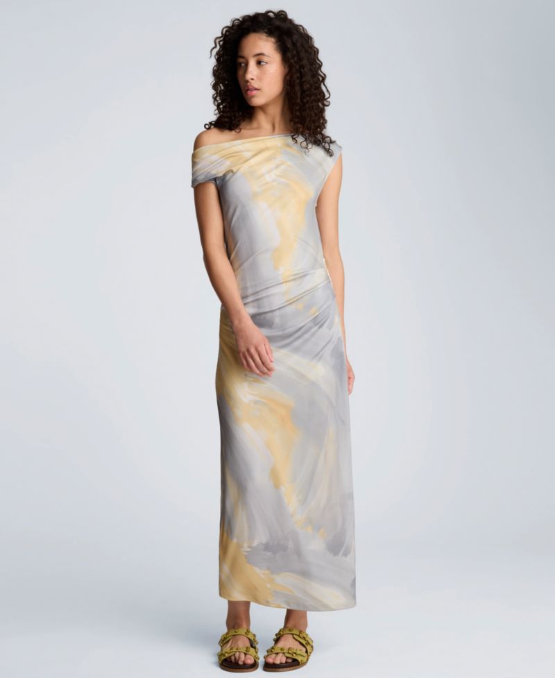 Women's Off-The-Shoulder Ruched Waist Midi Dress