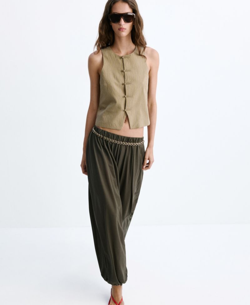 Women's Toggles Striped Vest
