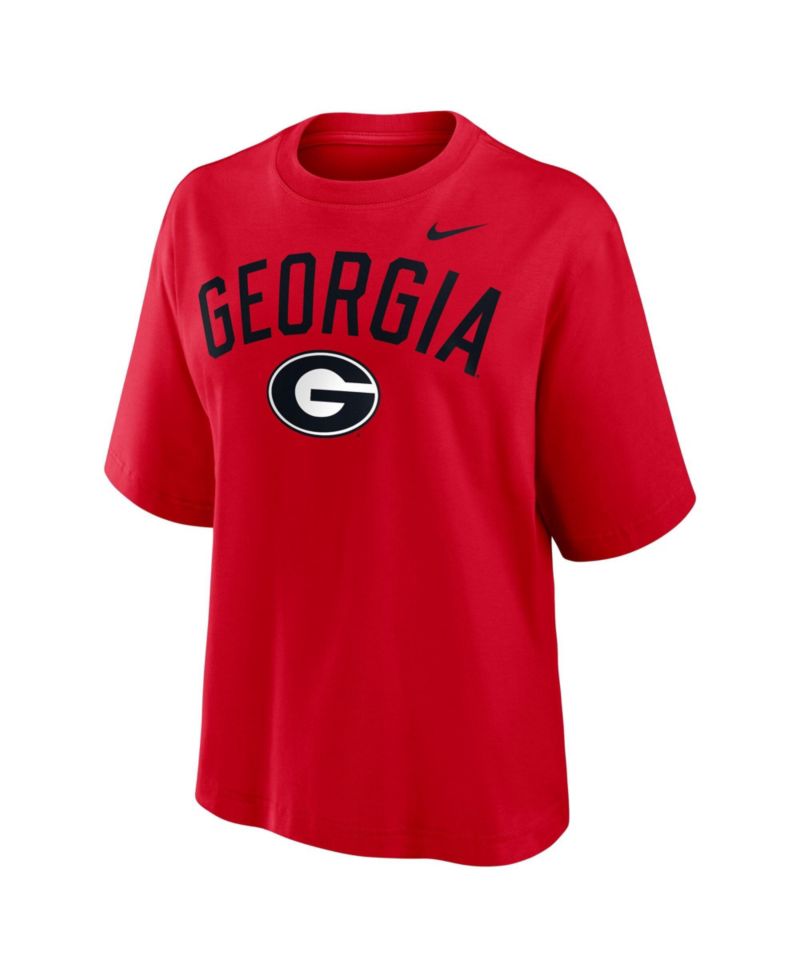 Women's Red Georgia Bulldogs Arch Logo Boxy T-Shirt