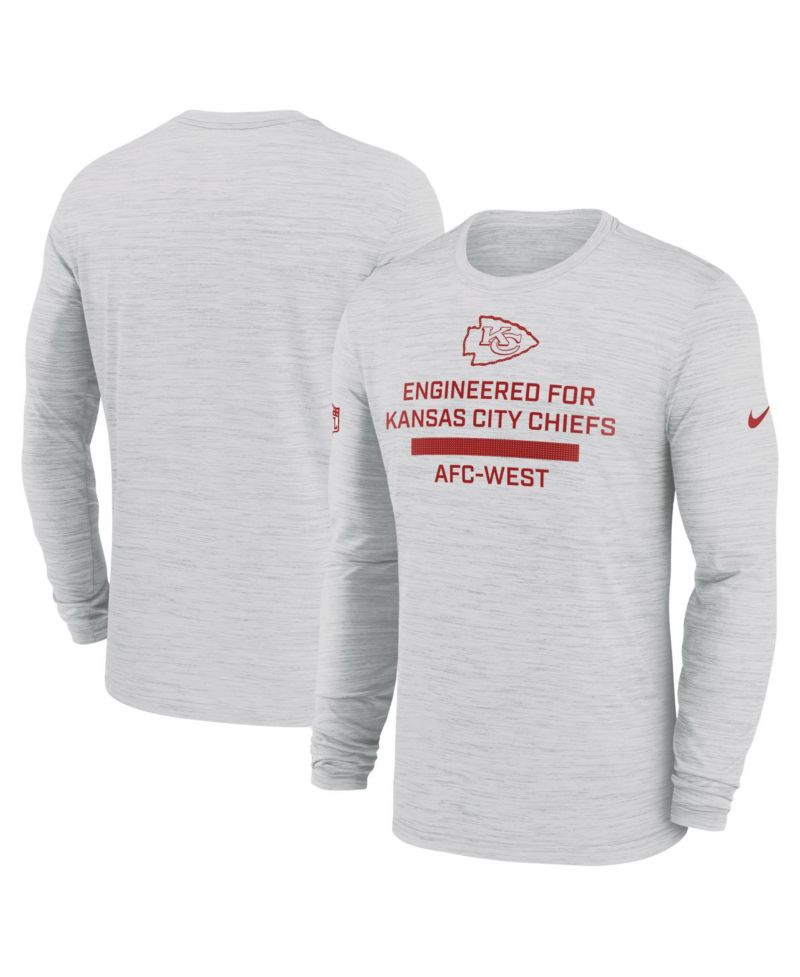 Men's Ash Kansas City Chiefs Sideline Velocity Performance Long Sleeve T-Shirt