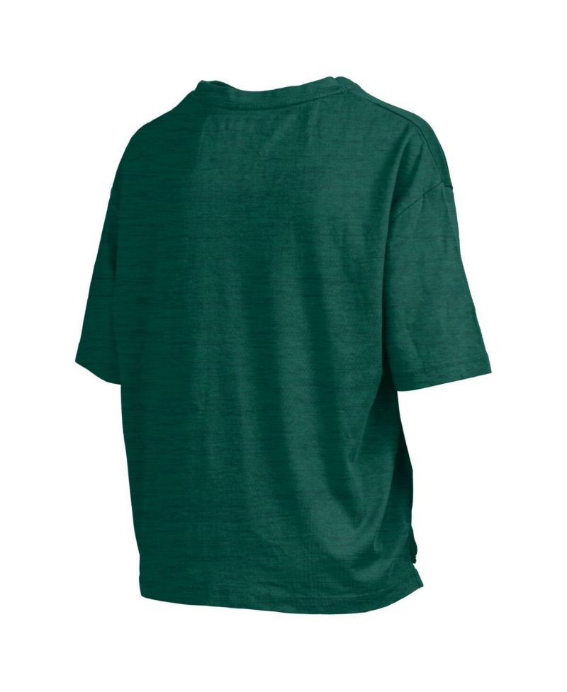 Women's Green Michigan State Spartans Nelson Arch Over Logo Waist Length Oversized Slub T-Shirt