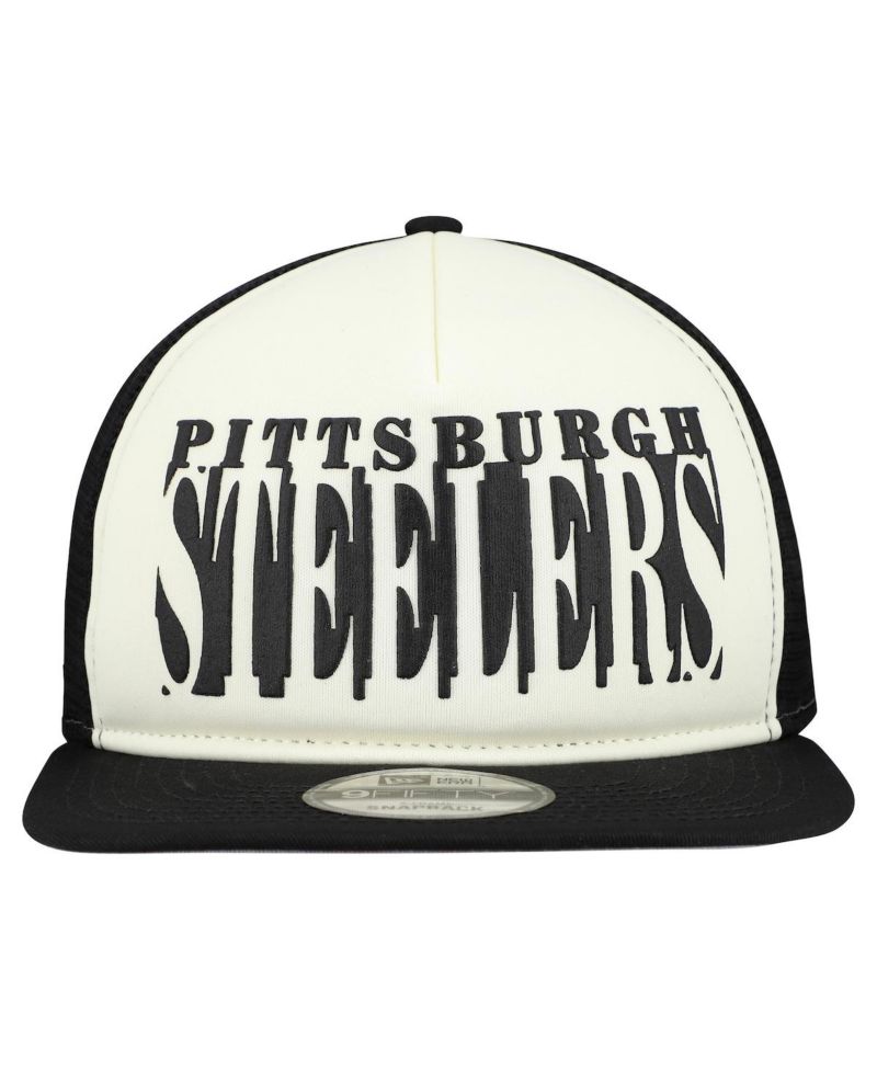 Men's Cream/Black Pittsburgh Steelers Cutout A-Frame 9FIFTY Snapback Hat