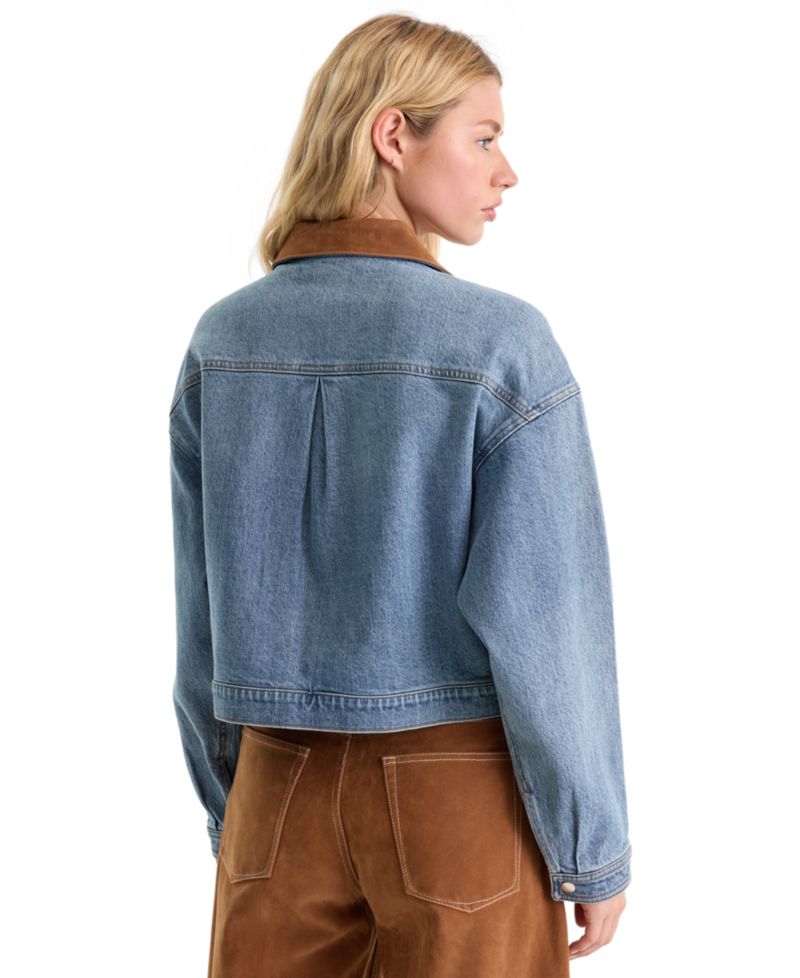 Women's Collared Button-Front Denim Jacket