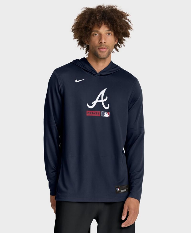Men's Navy Atlanta Braves Authentic Collection Dri-FIT Long Sleeve Hoodie