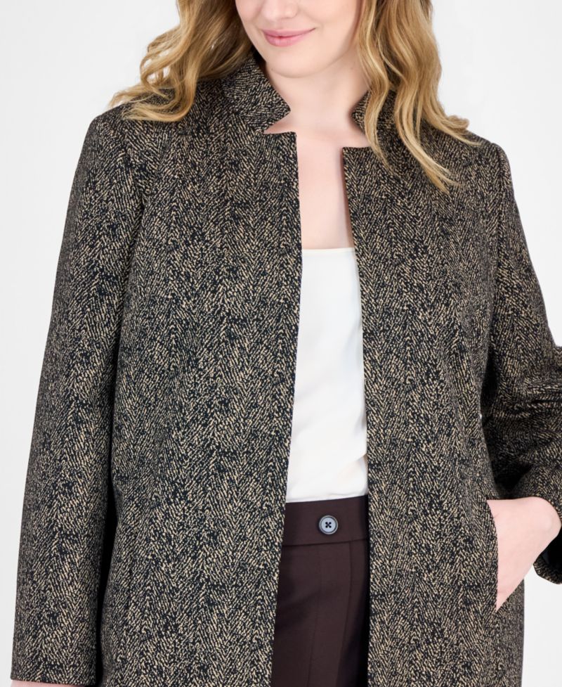 Plus Size Stand Collar Mid-Length Topper