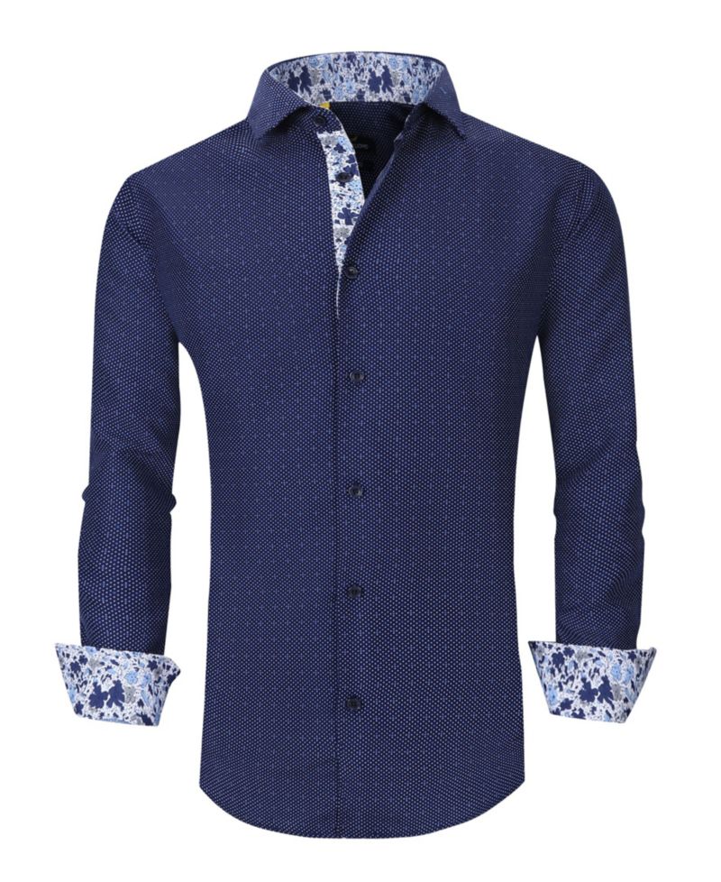 Men's Slim Fit Business Nautical Button Down Dress Shirt
