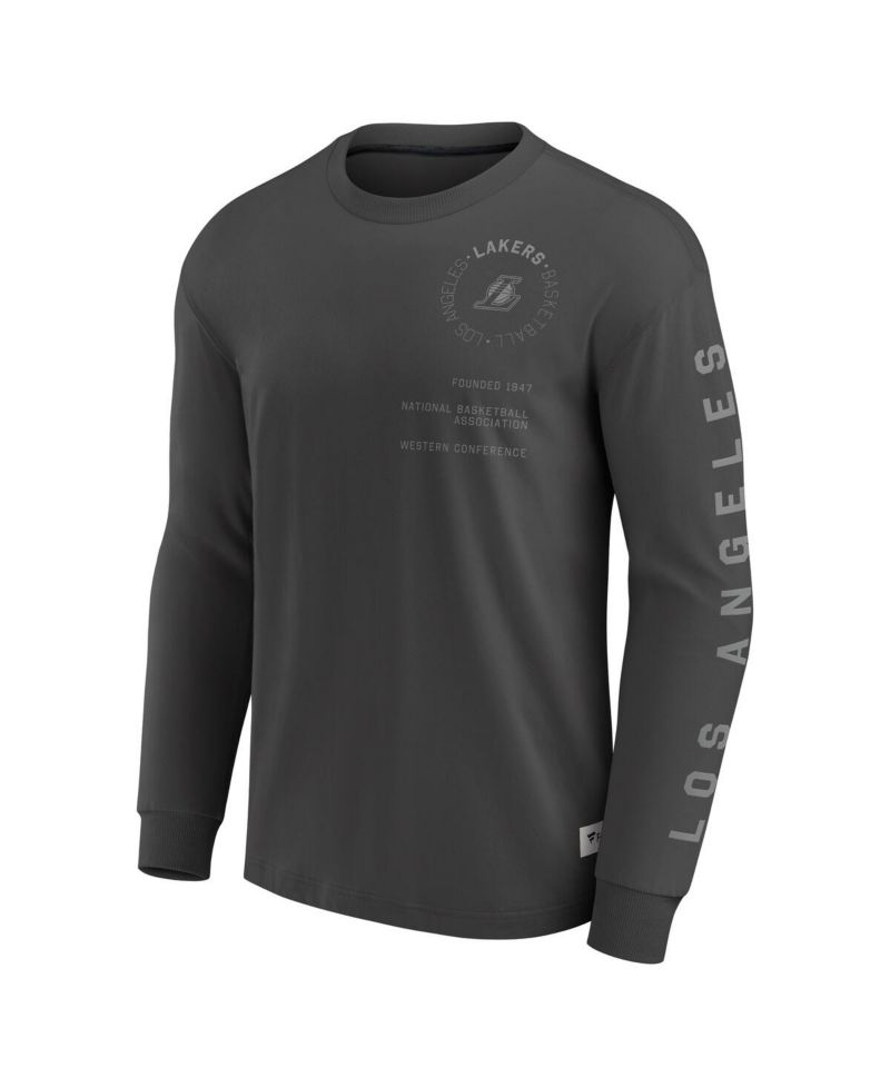 Men's Gray Los Angeles Lakers Elements Future Ground Tonal Info Long Sleeve T-Shirt
