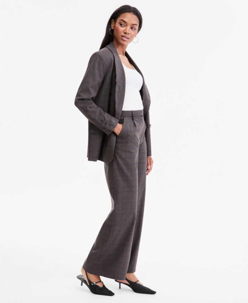 Women's Plaid High-Rise Wide-Leg Pants