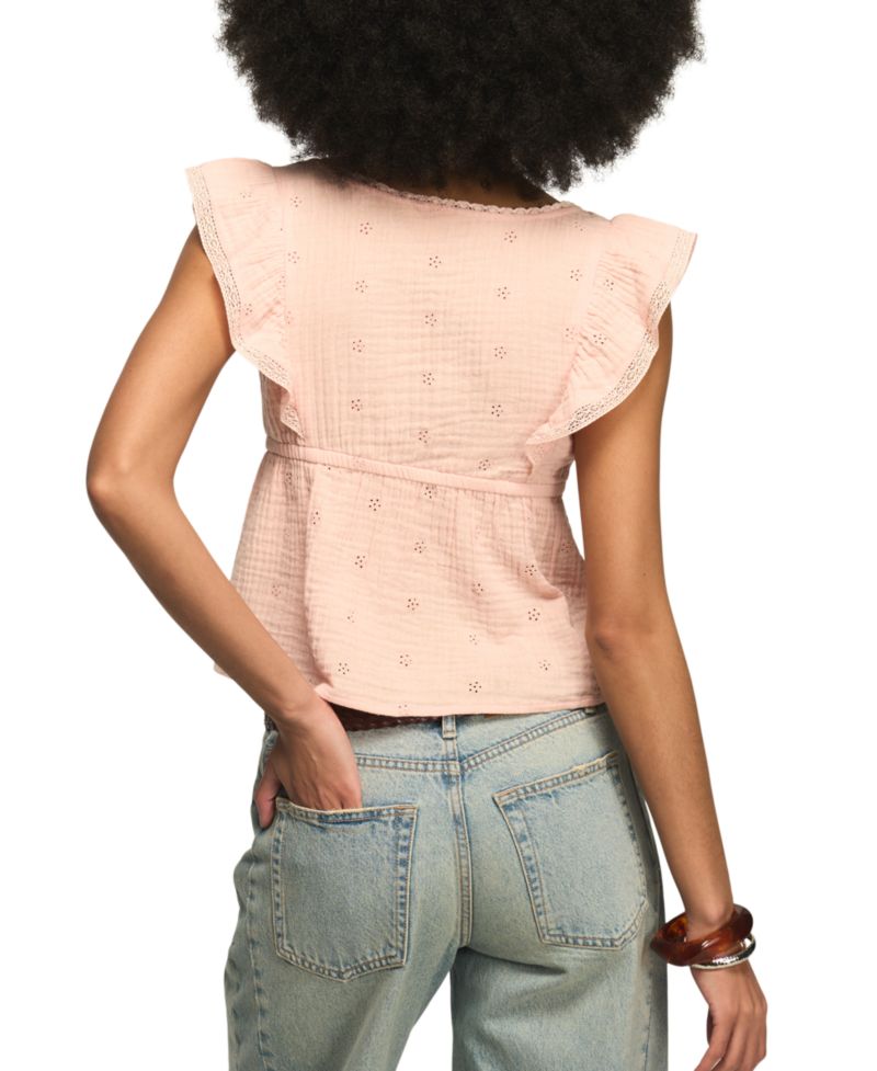 Women's Embroidered Cotton Babydoll Top