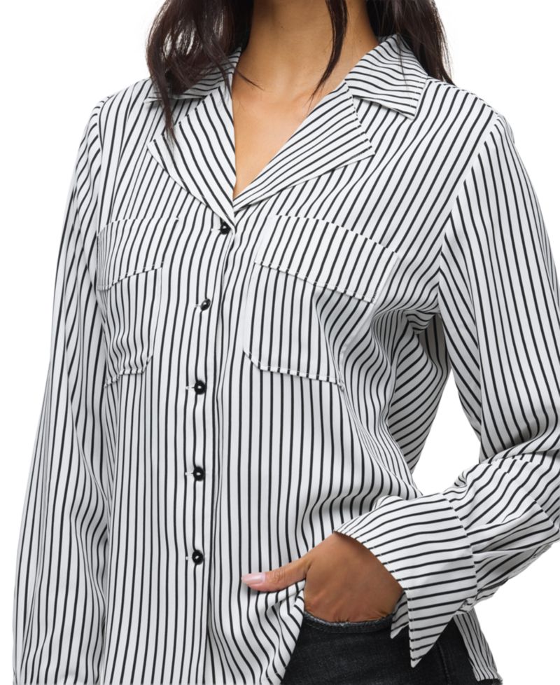 Women's Long-Sleeve Point Collar Relaxed Fit Camp Shirt