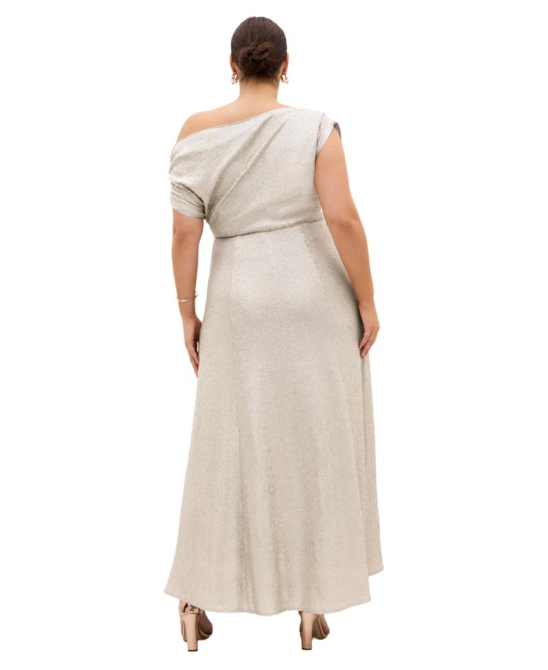 Plus Size Sequin Off-Shoulder Maxi Dress