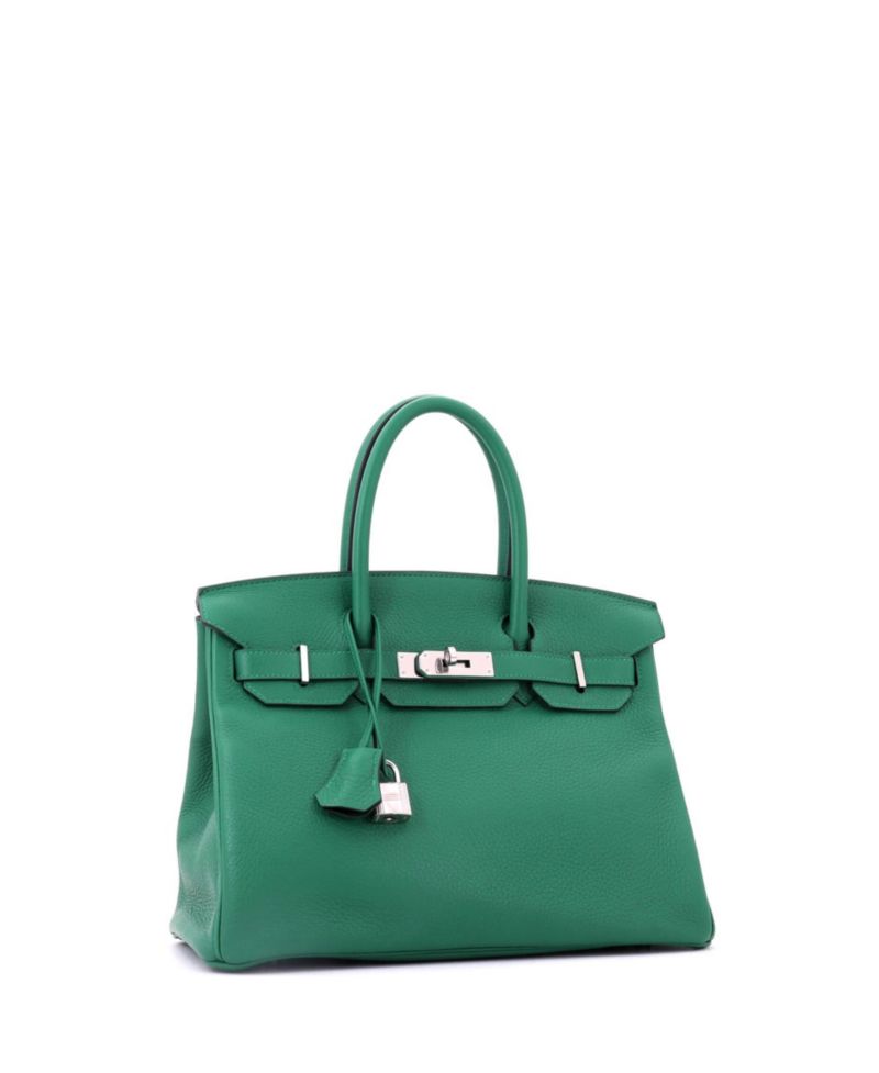 Birkin 30 Handbag Verso Clemence with Palladium Hardware