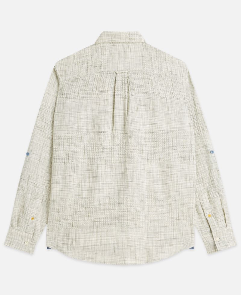 Men's Cotton Melange Waffle Button-Down Shirt