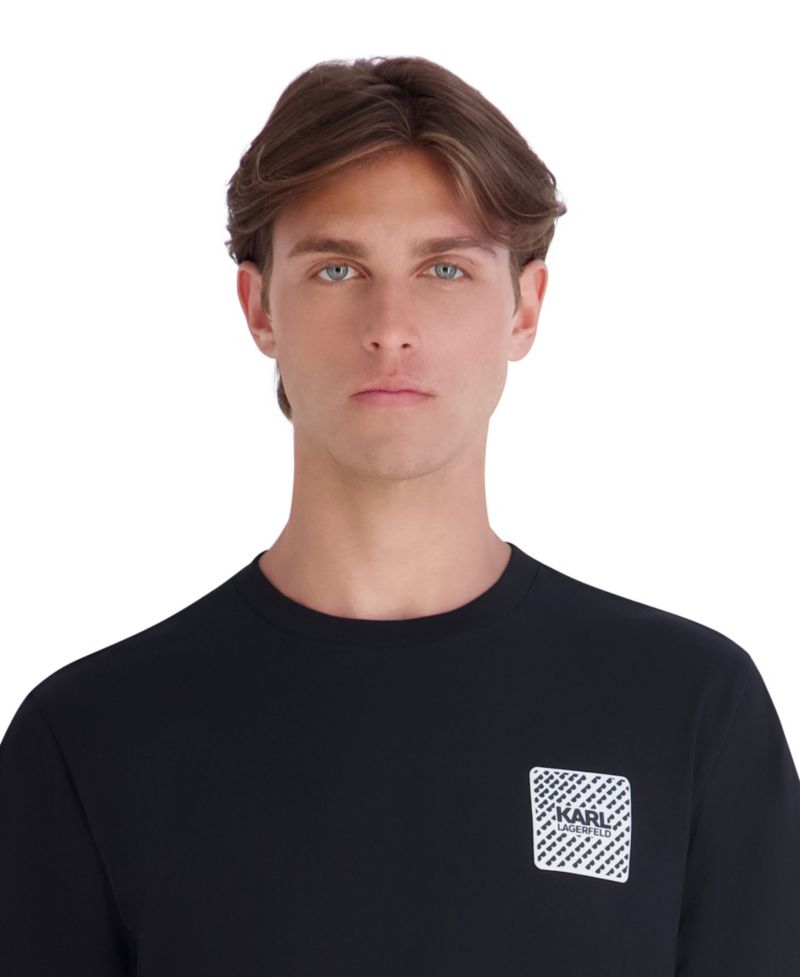 Men's Left Chest Patch Logo Modern-Fit Cotton T-Shirt